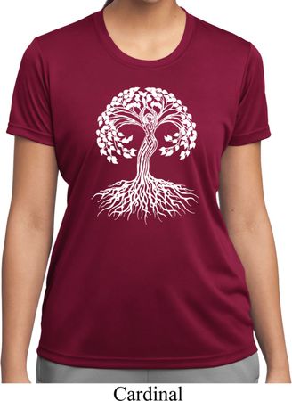 Yoga White Celtic Tree Ladies Moisture Wicking Shirt