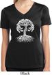 Yoga White Celtic Tree Ladies Moisture Wicking V-neck Shirt