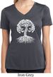 Yoga White Celtic Tree Ladies Moisture Wicking V-neck Shirt