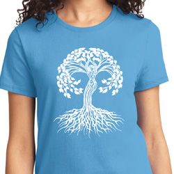 Yoga White Celtic Tree Ladies Shirt