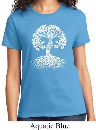 Yoga White Celtic Tree Ladies Shirt