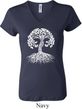 Yoga White Celtic Tree Ladies V-neck Shirt