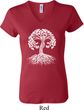 Yoga White Celtic Tree Ladies V-neck Shirt