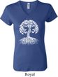 Yoga White Celtic Tree Ladies V-neck Shirt