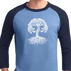 Yoga White Celtic Tree Mens Raglan Shirt Yoga White Celtic Tree Mens Raglan Shirt
