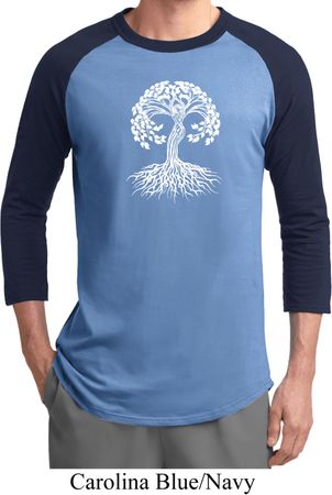 Yoga White Celtic Tree Mens Raglan Shirt