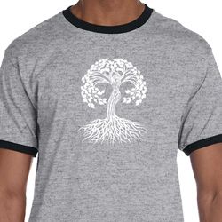 Yoga White Celtic Tree Mens Ringer Shirt Yoga White Celtic Tree Mens Ringer Shirt