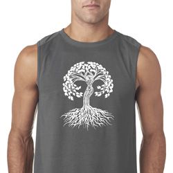 Yoga White Celtic Tree Mens Sleeveless Shirt Yoga White Celtic Tree Mens Sleeveless Shirt