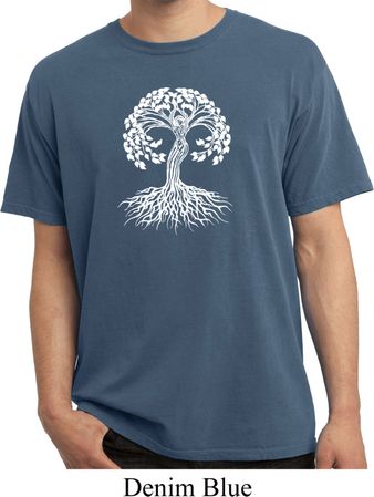 Yoga White Celtic Tree Pigment Dyed Shirt