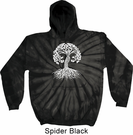 Yoga White Celtic Tree Tie Dye Hoodie
