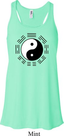 Yoga Ying Yang Trigrams Ladies Flowy Racerback Tanktop