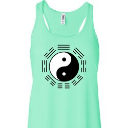 Yoga Ying Yang Trigrams Ladies Flowy Racerback Tanktop