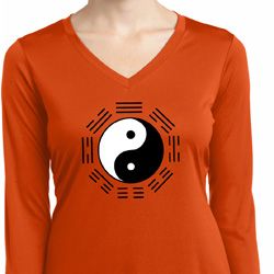 Yoga Ying Yang Trigrams Ladies Moisture Wicking Long Sleeve Shirt