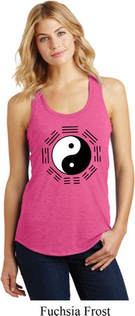Yoga Ying Yang Trigrams Ladies Racerback Tank Top