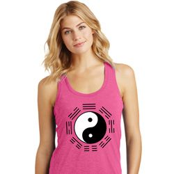Yoga Ying Yang Trigrams Ladies Racerback Tank Top