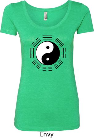 Yoga Ying Yang Trigrams Ladies Scoop Neck Shirt