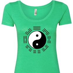 Yoga Ying Yang Trigrams Ladies Scoop Neck Shirt