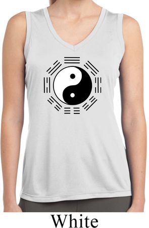 Yoga Ying Yang Trigrams Ladies Sleeveless Moisture Wicking Shirt