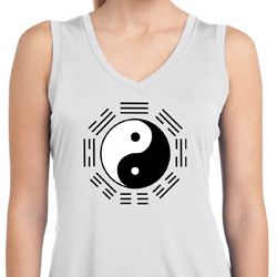 Yoga Ying Yang Trigrams Ladies Sleeveless Moisture Wicking Shirt