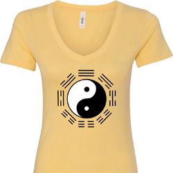 Yoga Ying Yang Trigrams Ladies V-Neck Shirt