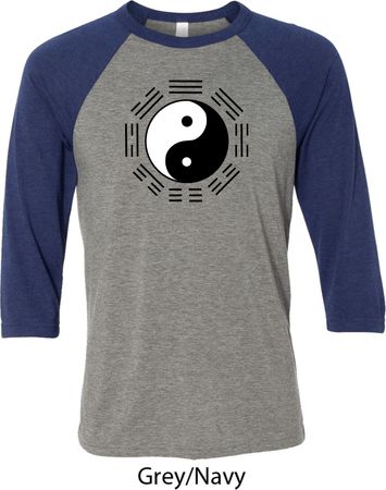 Yoga Ying Yang Trigrams Mens Raglan Shirt