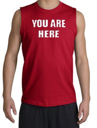 YOU ARE HERE Funny Novelty Adult Muscle Shirt Shooter - Red