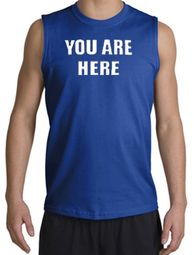 YOU ARE HERE Funny Novelty Adult Muscle Shirt Shooter - Royal
