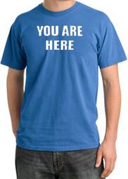 YOU ARE HERE Funny Novelty Adult Pigment Dyed T-Shirt - Medium Blue