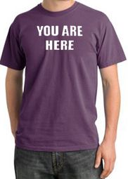 YOU ARE HERE Funny Novelty Adult Pigment Dyed T-Shirt - Plum