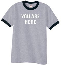 YOU ARE HERE Funny Novelty Adult Ringer T-shirt - Heather Grey/Black