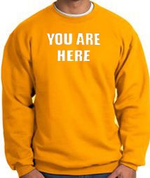 YOU ARE HERE Funny Novelty Adult Sweatshirt - Gold YOU ARE HERE Funny Novelty Adult Sweatshirt - Gold