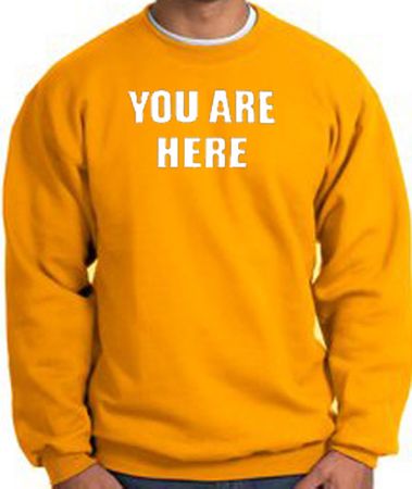 YOU ARE HERE Funny Novelty Adult Sweatshirt - Gold