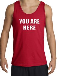 YOU ARE HERE Funny Novelty Adult Tanktop - Red