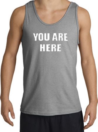 YOU ARE HERE Funny Novelty Adult Tanktop - Sports Grey
