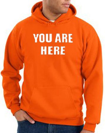 You Are Here Hoodie Orange Hoody