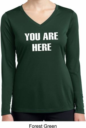 You Are Here Ladies Dry Wicking Long Sleeve Shirt