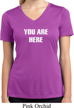 You Are Here Ladies Moisture Wicking V-neck Shirt