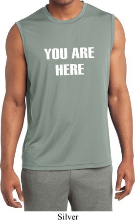You Are Here Mens Sleeveless Moisture Wicking Shirt
