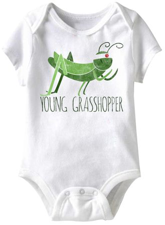 Young Grasshopper Funny Baby Romper White Infant Babies Creeper