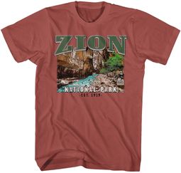 Zion National Park in Utah Adult T-shirt - Clay Red Zion National Park in Utah Adult T-shirt - Clay Red