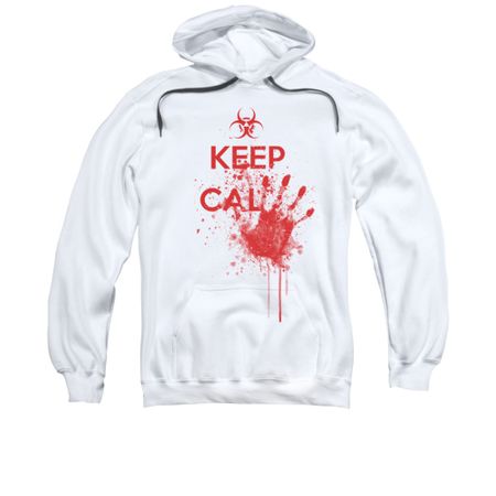Zombie Hoodie Sweatshirt Keep Cal White Adult Hoody Sweat Shirt