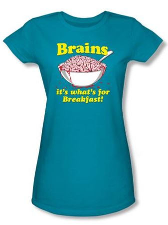 Zombie Juniors T-Shirt Breakfast Time Turquoise Tee Shirt