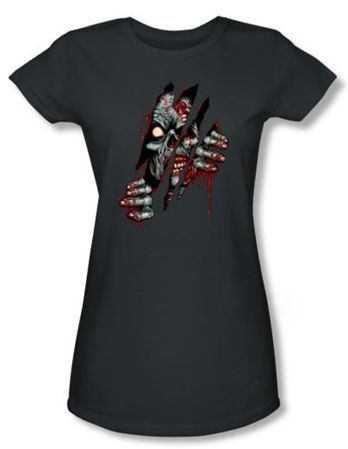 Zombie Juniors T-Shirt Clawing Free Charcoal Tee Shirt