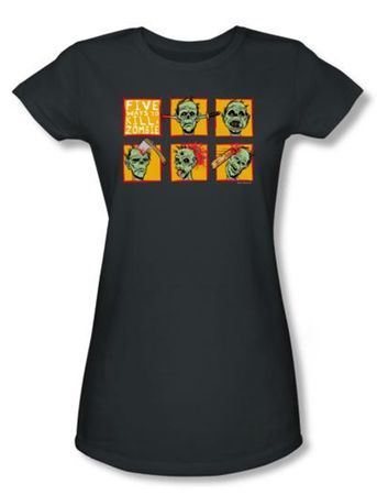 Zombie Juniors T-Shirt Five Ways Charcoal Tee Shirt