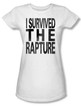 Zombie Juniors T-Shirt I Survived The Rapture White Tee Shirt
