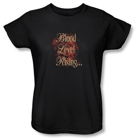 Zombie Ladies T-Shirt Blood Level Rising Black Tee Shirt