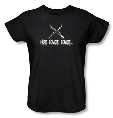 Zombie Ladies T-Shirt Here Zombie Zombie Black Tee Shirt