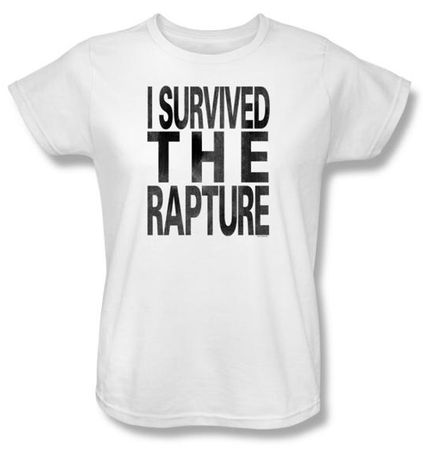 Zombie Ladies T-Shirt I Survived The Rapture White Tee Shirt