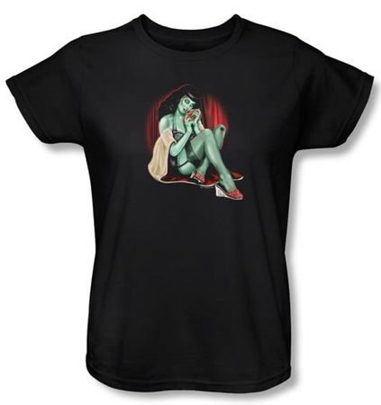 Zombie Ladies T-Shirt Pin Up, All A Girl Wants Black Tee Shirt