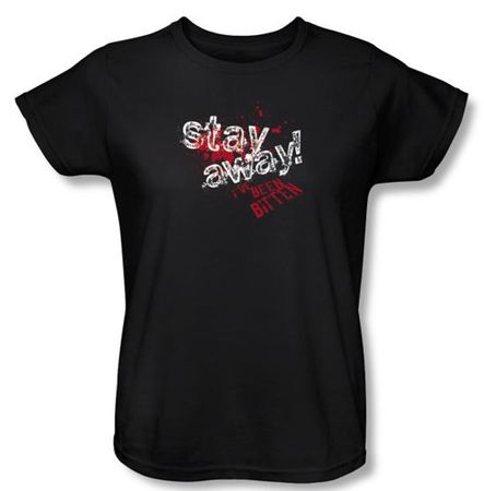 Zombie Ladies T-Shirt Stay Away Black Tee Shirt